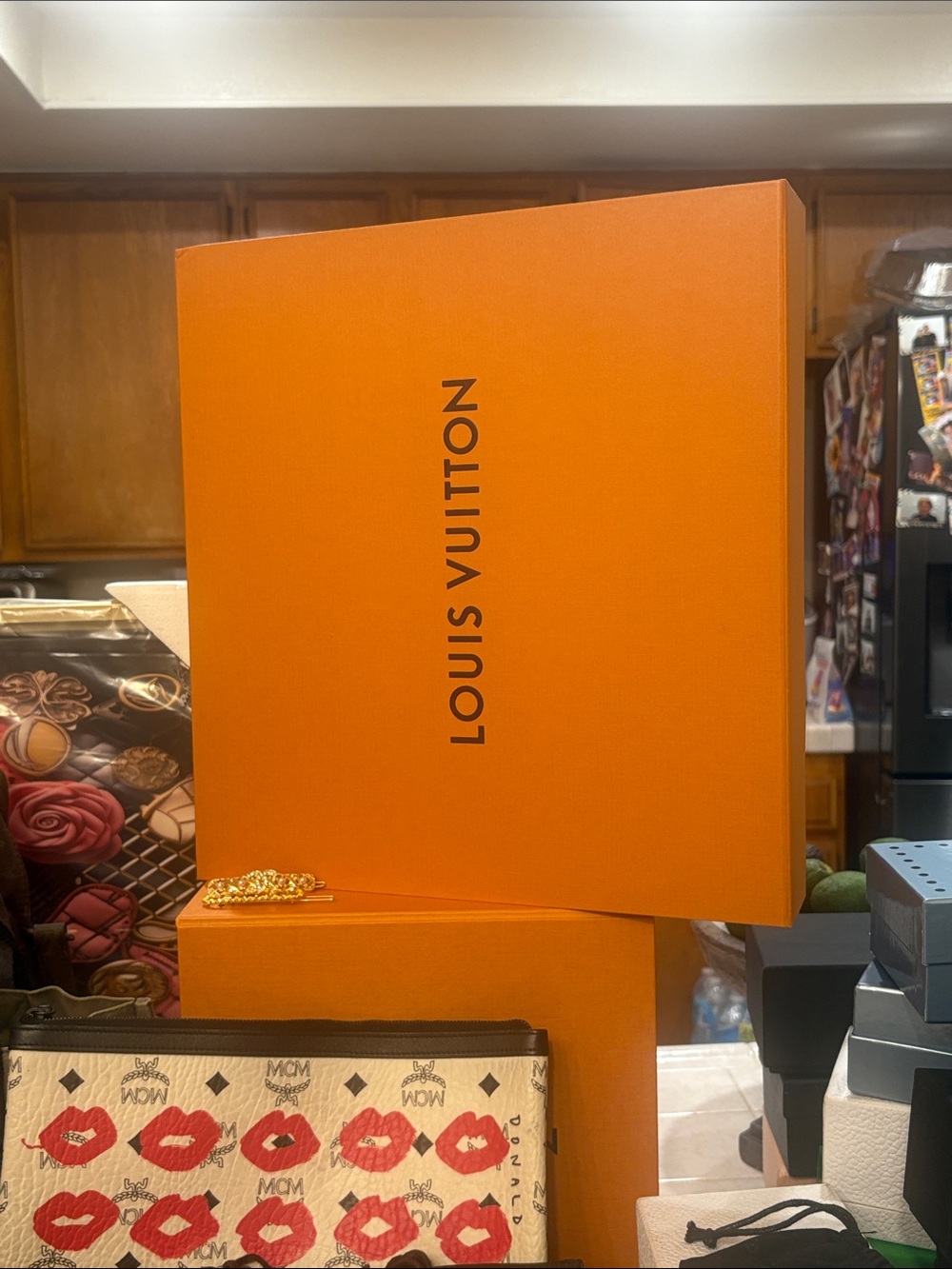 Louis Vuitton Orange Signature Gift Box large MM size bag box